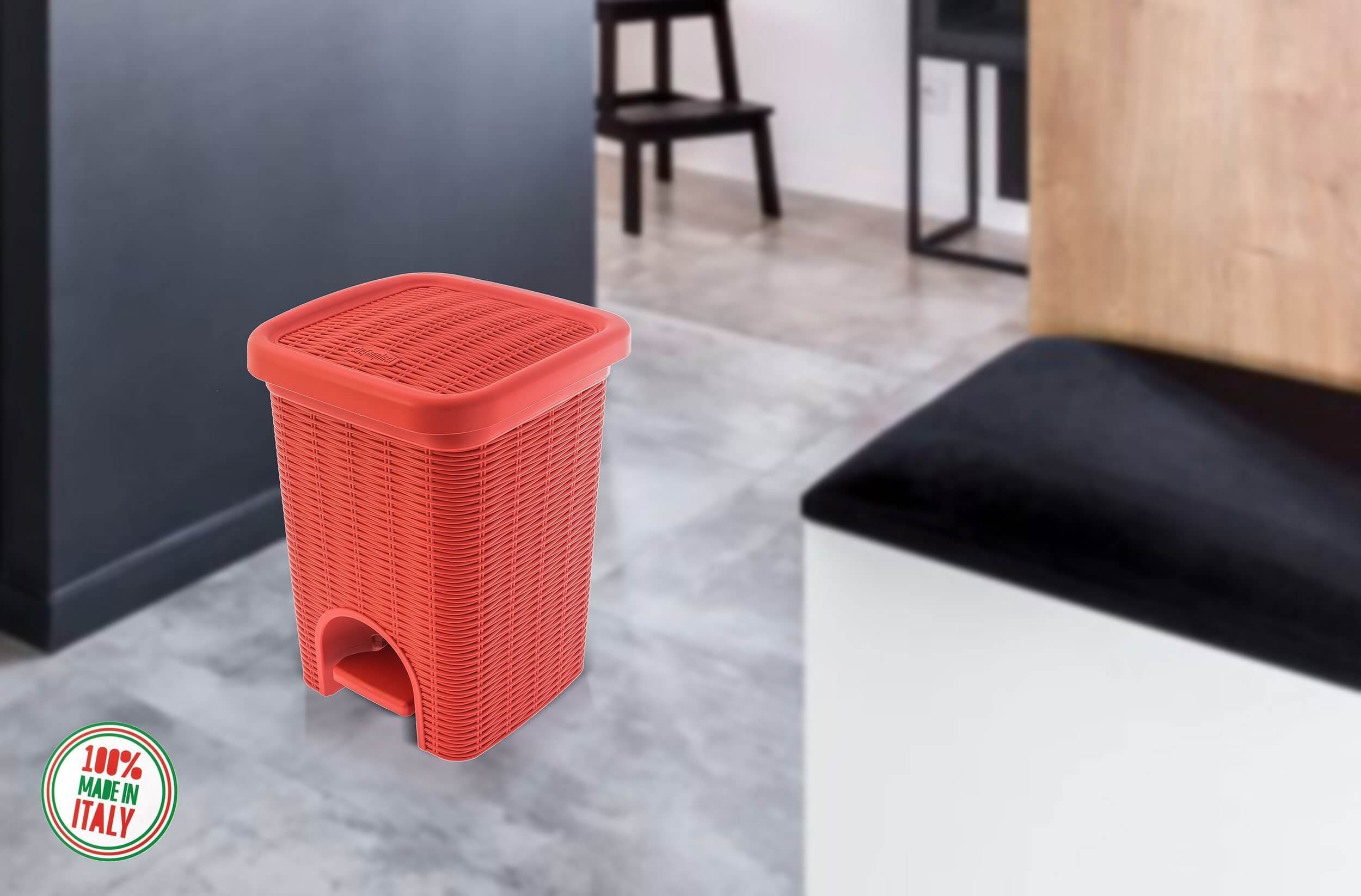 Elegance - Red 6 Litre Pedal Dustbin with Plastic Bucket Inside for Home, Kitchen, Office use