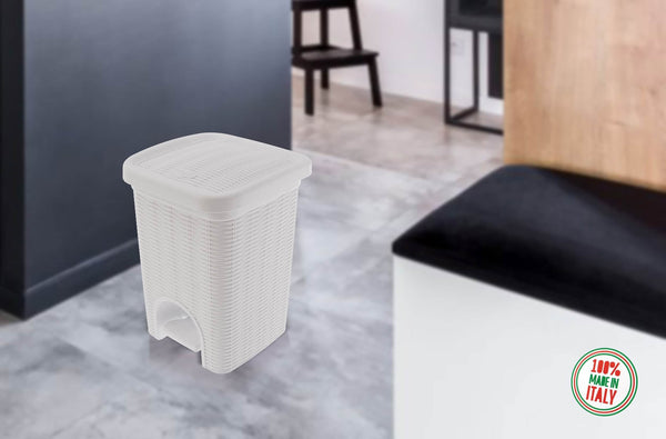 Elegance - White 6 Litre Pedal Dustbin with Plastic Bucket Inside for Home, Kitchen, Office use